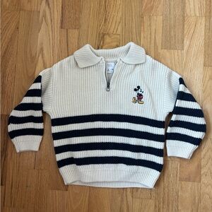 Striped Sweater with Mickey Mouse Embroidery - Zara